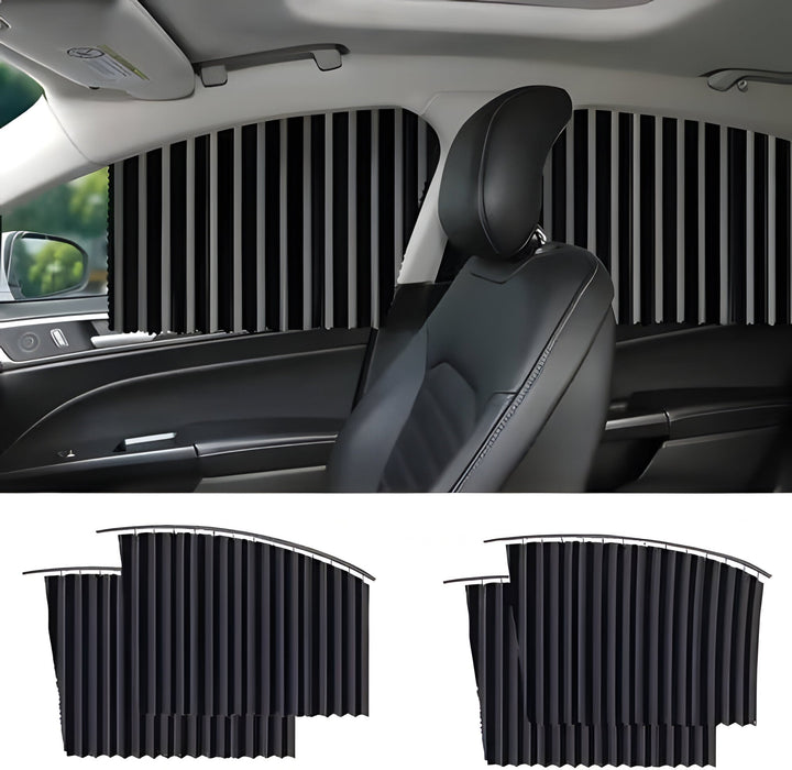Magnetic car window shades for UV protection & enhanced privacy. Foldable sun block auto accessory.