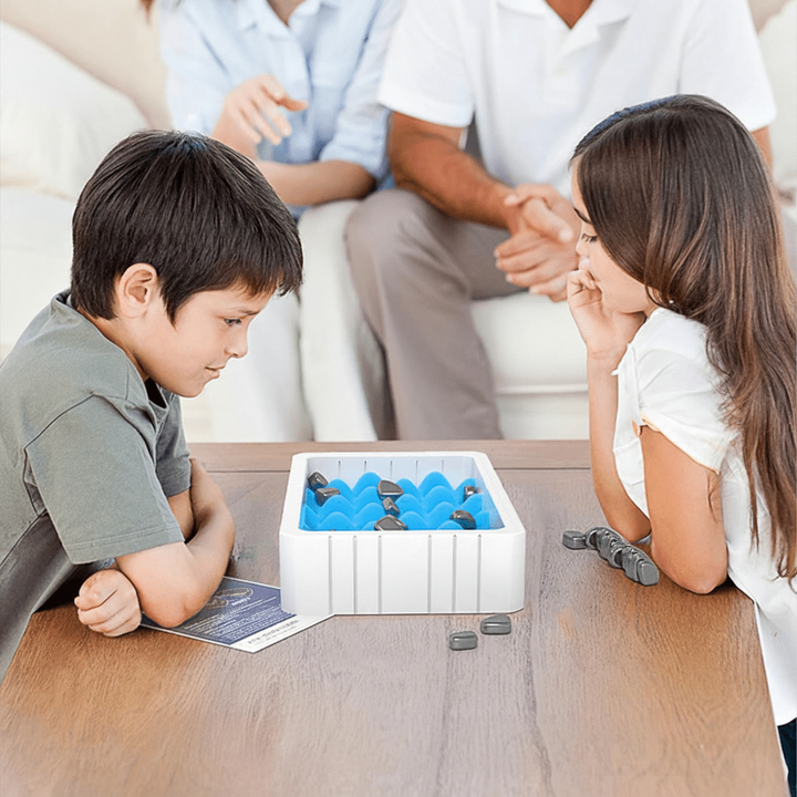 Close-up of magnetic chess pieces on board, perfect for strategic thinking & travel fun.