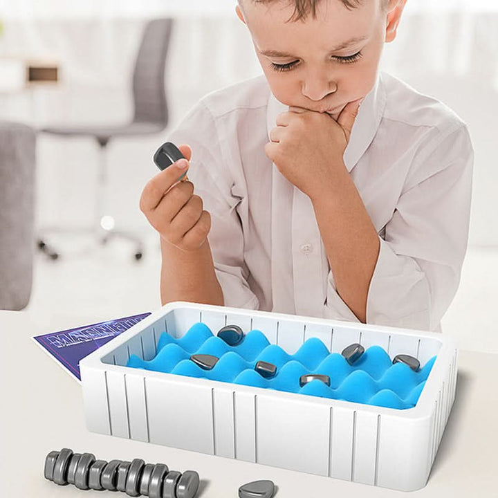 Kids playing with magnetic chess set, an educational toy that boosts focus and strategy skills.