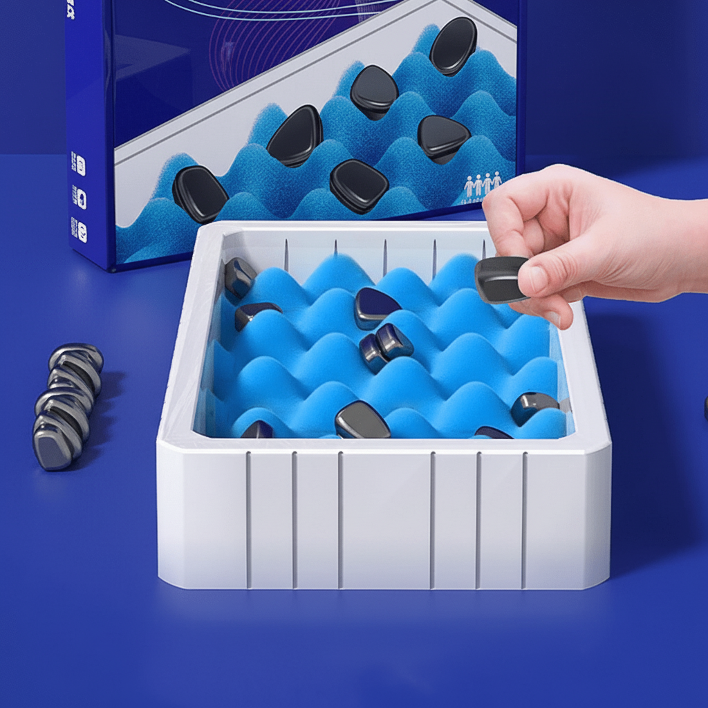 Adults enjoying a challenging magnetic chess game, enhancing strategic thinking & mental focus.