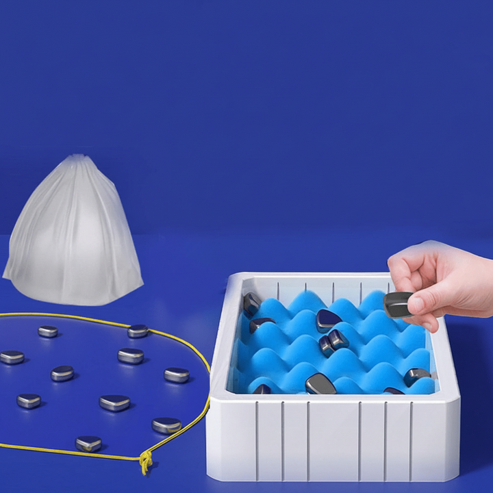 Compact, portable magnetic chess set, ideal travel game for strategy on the go.