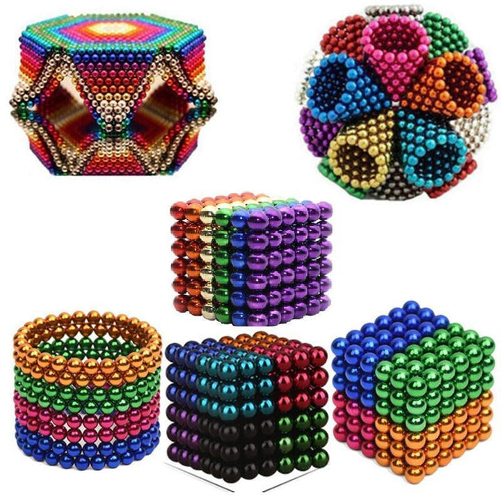 Silver magnetic balls for stress relief, relaxation, and stimulating creative building.