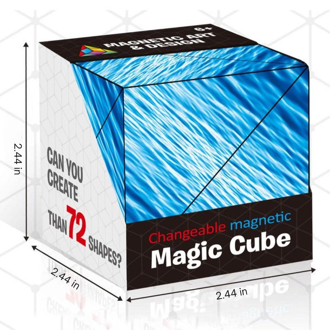 Portable magnetic cube; a travel-friendly fidget toy & educational puzzle for kids on the go.