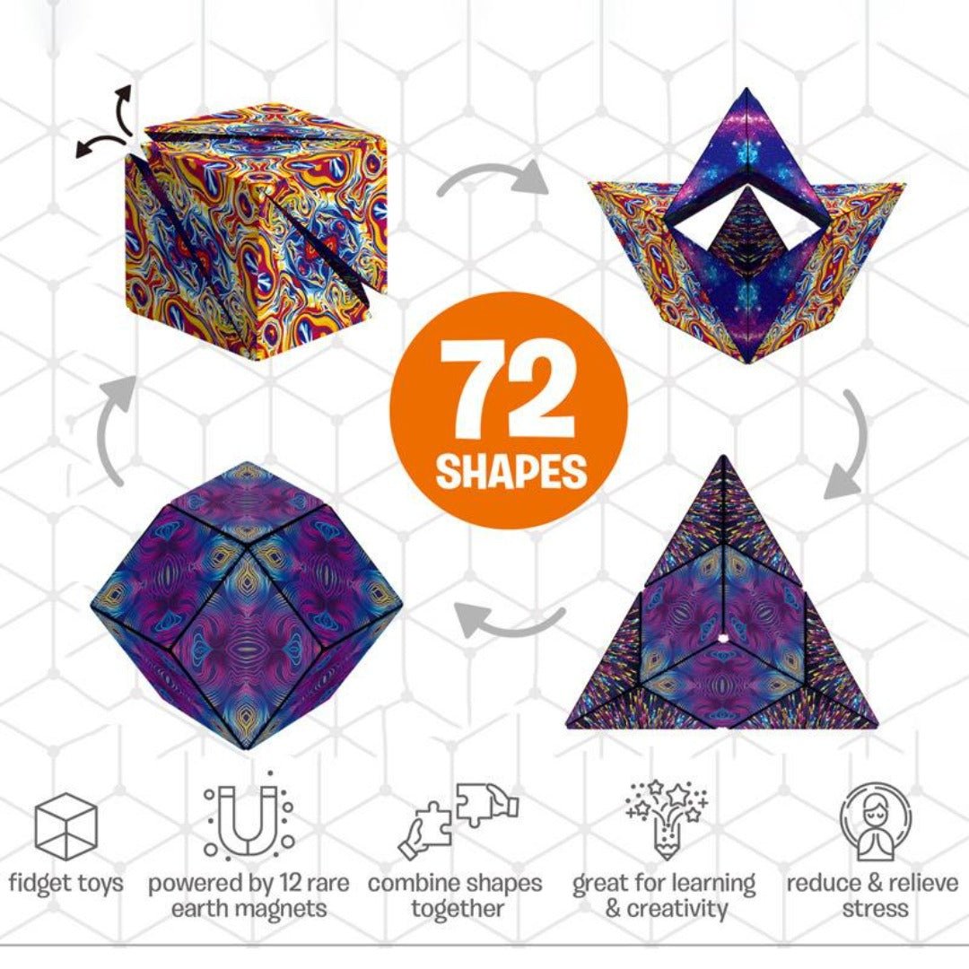 Hands-on magnetic creation cube; a fun, educational brain teaser & sensory fidget toy.