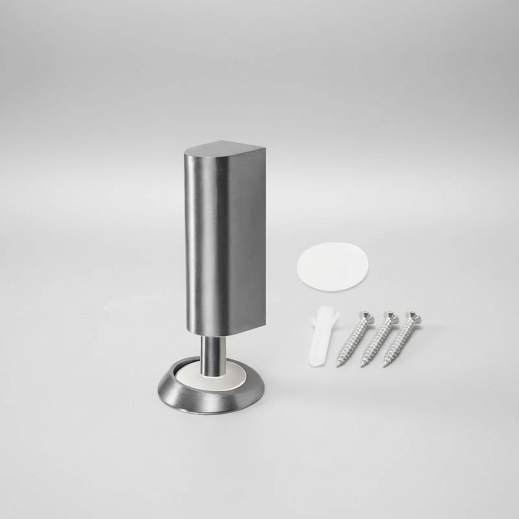 Stylish SilentGrip magnetic door stopper in black, floor-mounted door protector for modern interiors.