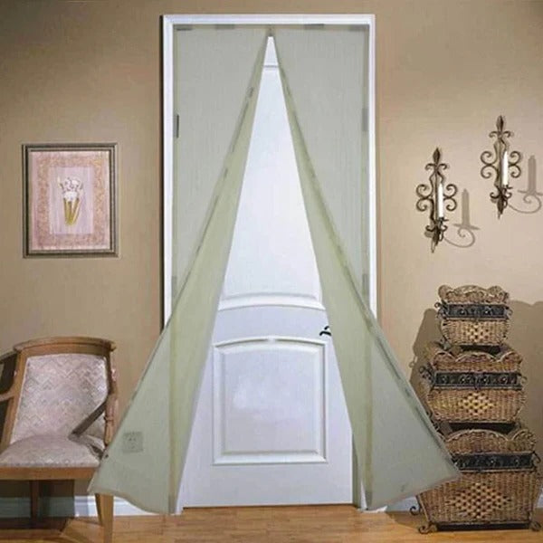 Durable magnetic mesh door screen, keeps insects out while allowing fresh air. Ideal for summer pest control.
