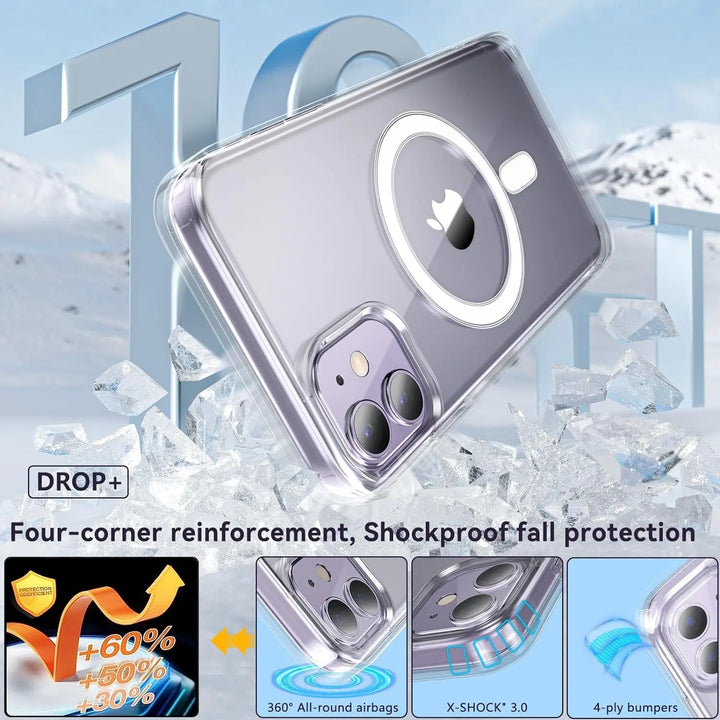 DuoShield protective accessory for iPhones: a magnetic, shockproof case with a secure, integrated glass screen protector, offering a slim and durable shield.
