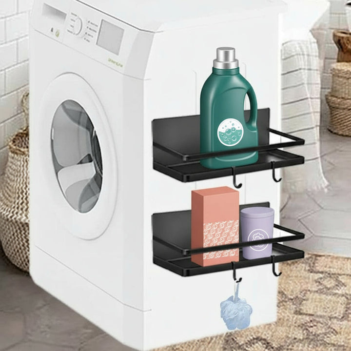 Vespera magnetic kitchen organizer set, showing multiple racks neatly arranged on the side of a refrigerator