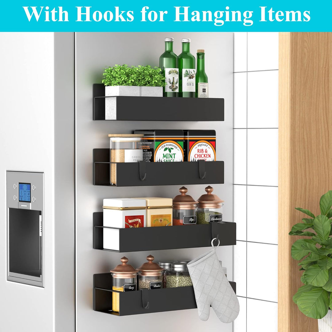 Functional home decor: magnetic spice rack set, holding common cooking spices for easy access