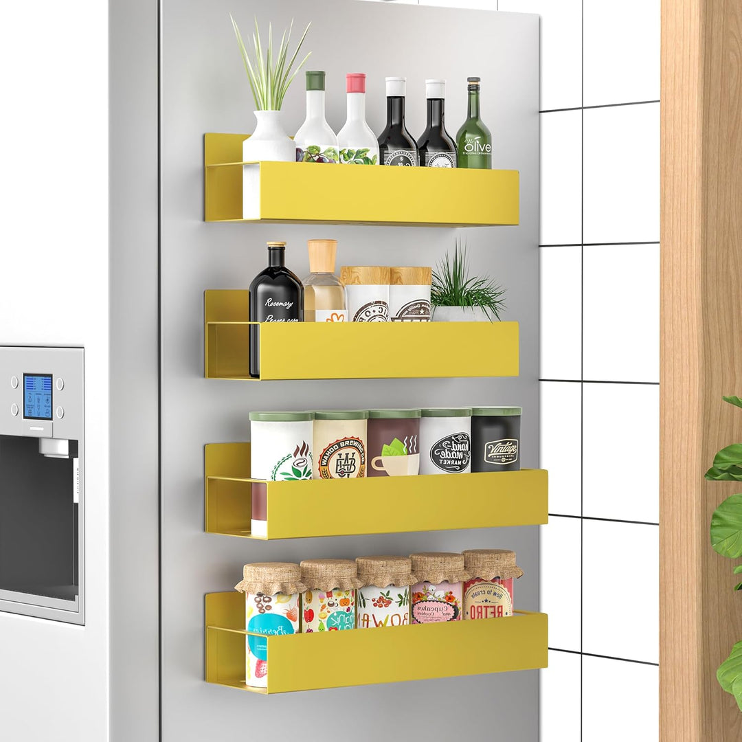 Practical kitchen decor: magnetic spice holder set in a contemporary home setting