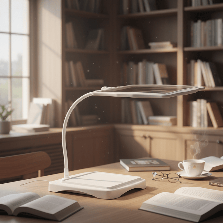 Ergonomic LED magnifying lamp for detailed crafting, reading, and hobby work. Adjustable light for a comfortable workspace.