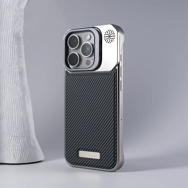 Elegant MagSafe protective iPhone case with a kickstand, ensuring slim profile and strong defense.
