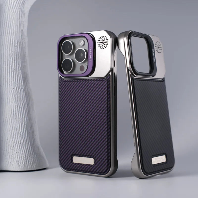 Slim, shockproof MagSafe phone case with a built-in kickstand for iPhone protection.