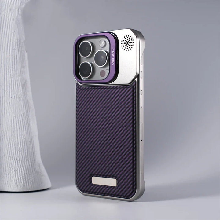 Military-grade protective MagSafe iPhone case with kickstand for hands-free viewing.