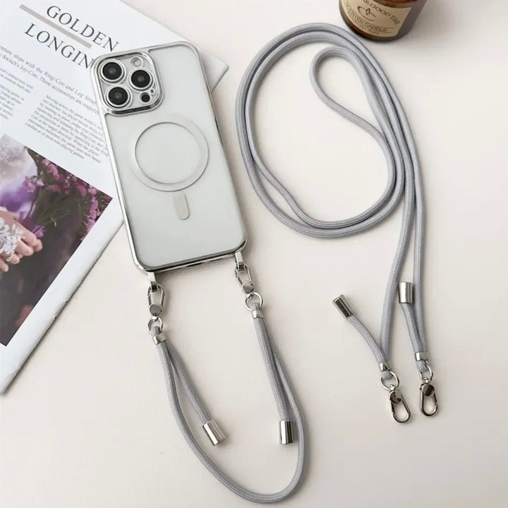 Halo series MagSafe iPhone case with integrated shoulder strap for hands-free carrying