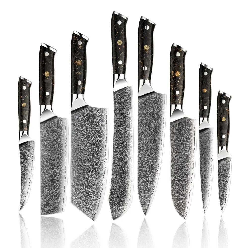 Professional Japanese Damascus Chef Knife Set