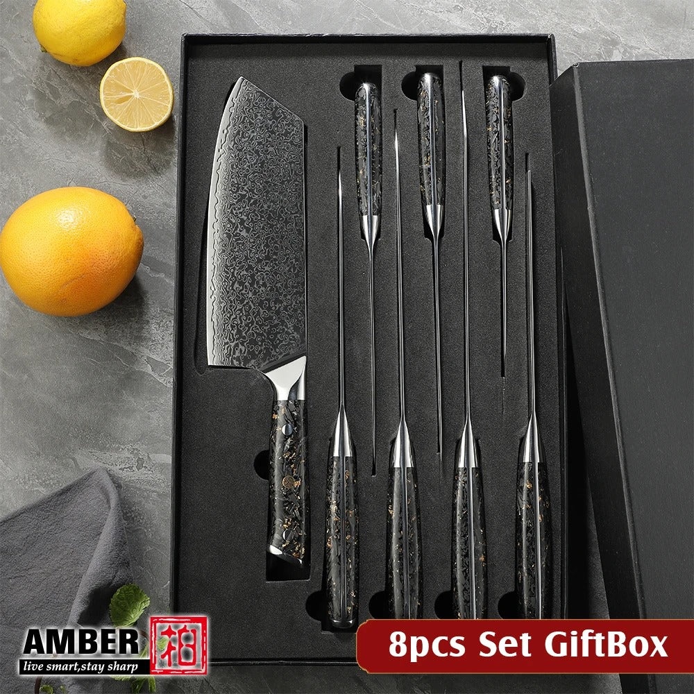 Professional Japanese Damascus Chef Knife Set