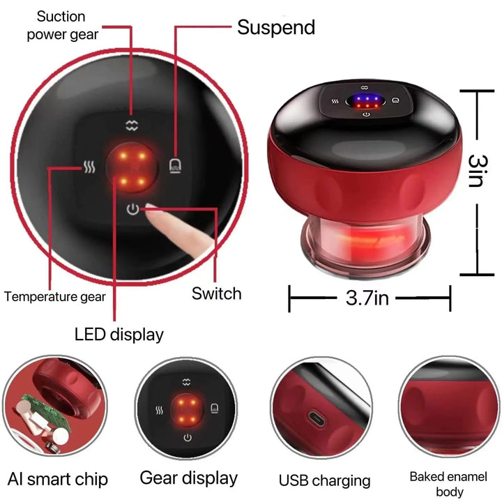 Smart Infrared Cupping Massager with 12 Therapy Levels & Remote