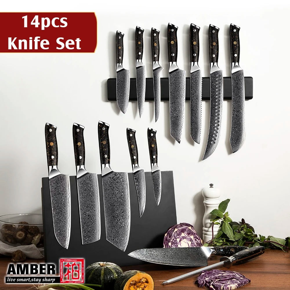 Professional Japanese Damascus Chef Knife Set