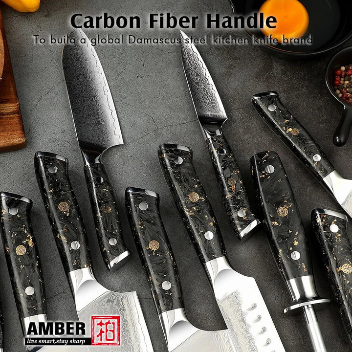 Professional Japanese Damascus Chef Knife Set