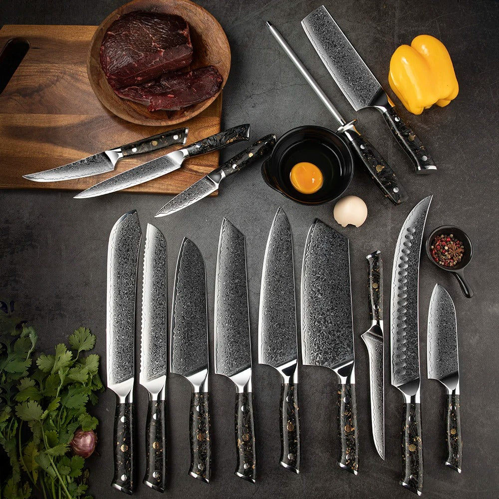 Professional Japanese Damascus Chef Knife Set