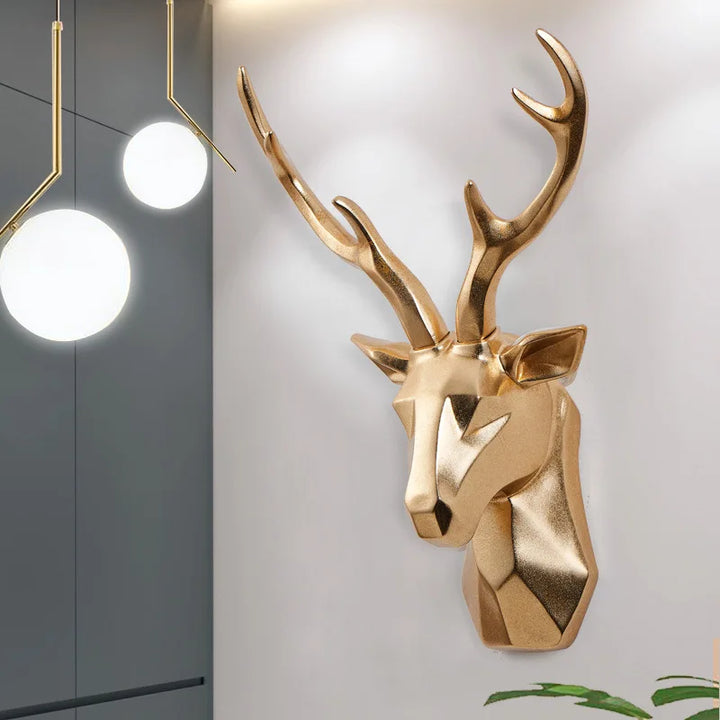Elegant 3D deer head wall art, a large stag sculpture for stylish home decor.