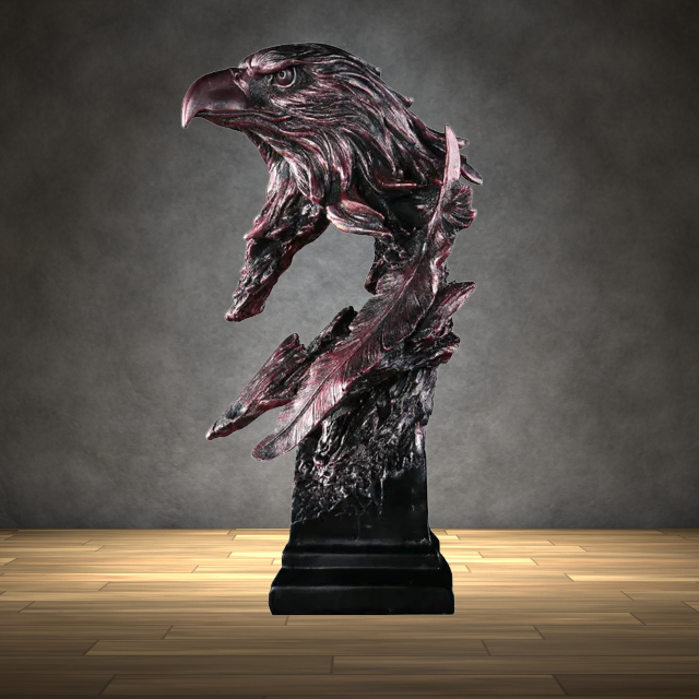 Handcrafted bronze eagle statue, an elegant piece of collectible art for living room or desk accessory.