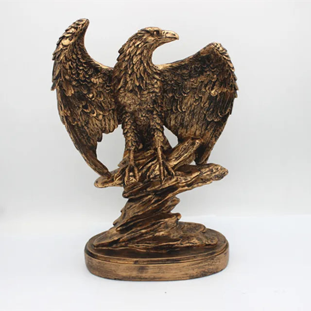 Striking symbolic art: a decorative bronze eagle sculpture, ideal for adding majestic flair to any space.