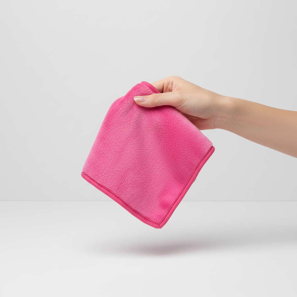 Soft microfiber cleansing cloth for gentle makeup removal, sustainable skincare