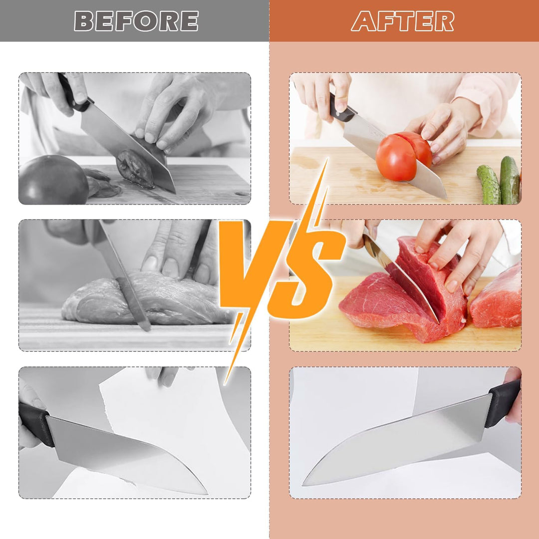 Ergonomic manual diamond rolling knife sharpener with a comfortable grip for safe and effective blade sharpening.
