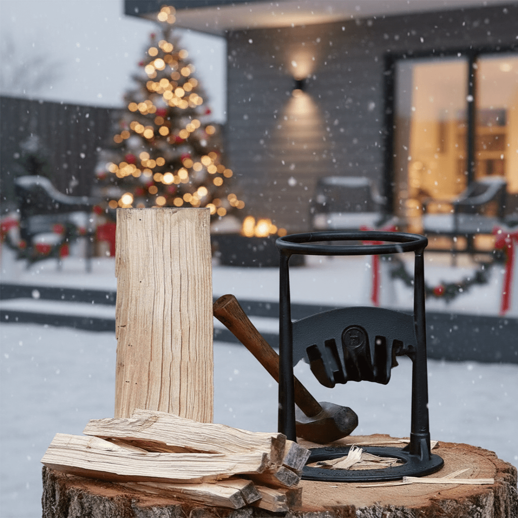 Safe manual wood splitter: Effortlessly prepare kindling & firewood for campfires, fireplaces, and outdoor living.