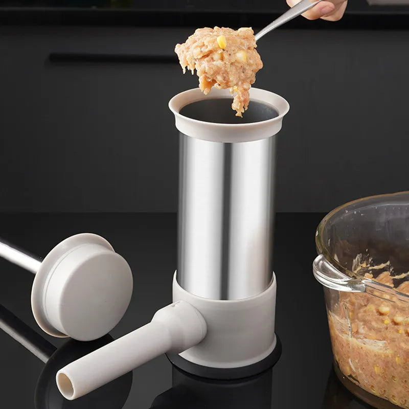 High-quality manual sausage stuffer for crafting homemade links. Essential kitchen tool for meat processing.