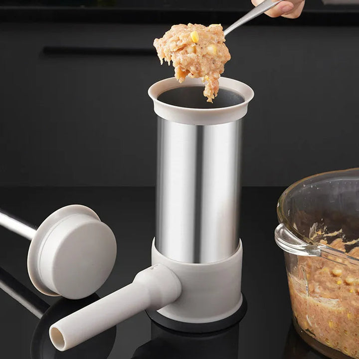 High-quality manual sausage stuffer for crafting homemade links. Essential kitchen tool for meat processing.