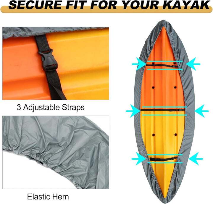 Marivor waterproof UV-resistant kayak cover, with easy-to-use adjustable straps