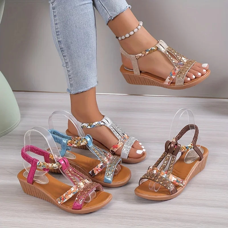 Women's Marla soft sole wedge sandals with orthopaedic design & arch support, ideal for everyday comfort.