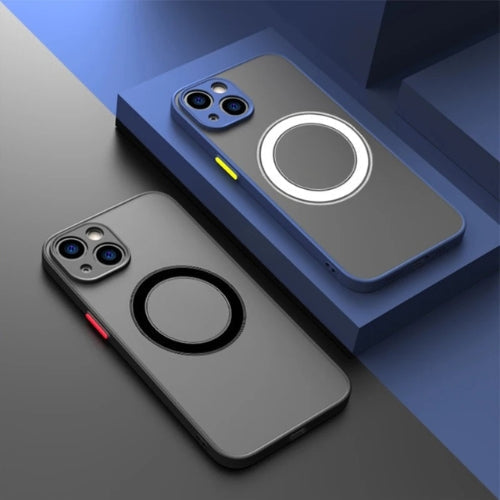Matte black magnetic phone case for iPhone, MagSafe wireless charging compatibility, robust drop protection