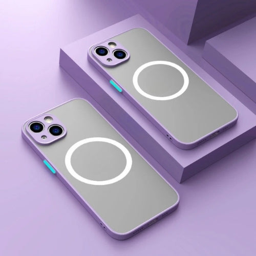 Matte finish iPhone protective cover, MagSafe integrated, guards against drops and impacts