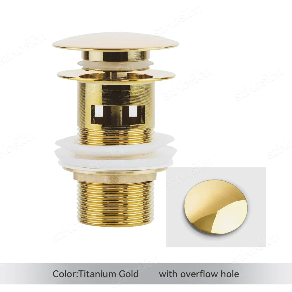 Titanium gold pop-up basin stopper 1+1 FREE pack, luxurious bathroom hardware