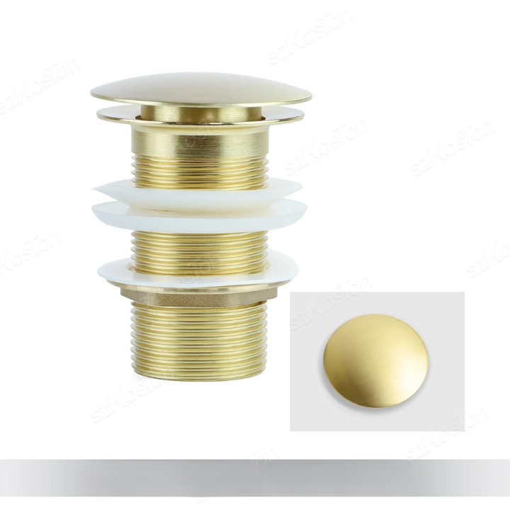 Brushed gold pop-up basin drain stopper, 1+1 FREE, enhancing modern bathrooms