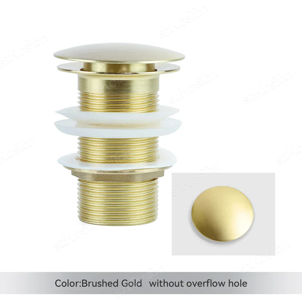 Titanium gold pop-up basin drain stopper, elegant bathroom sink accessory, overflow