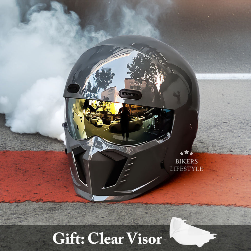 Modular full face motorcycle helmet in matte black, perfect rider gear for enhanced protection & comfort.