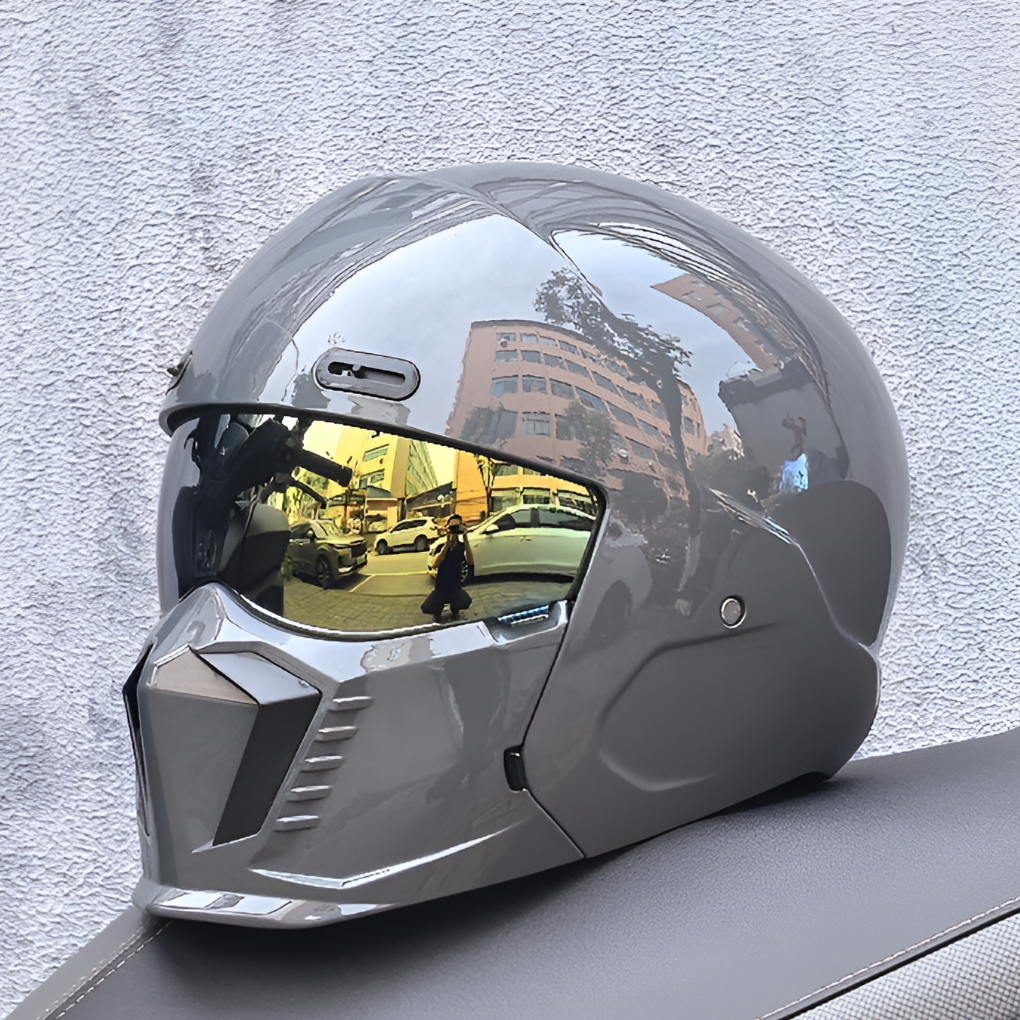 Unisex New3 full face modular motorcycle helmet with a dark lens, emphasizing safety certified protection.