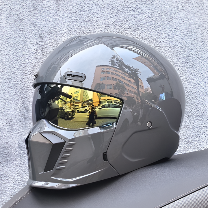 Unisex New3 full face modular motorcycle helmet with a dark lens, emphasizing safety certified protection.