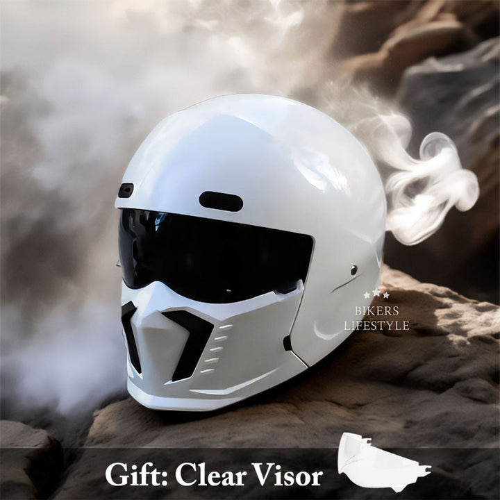 New3 model modular motorcycle helmet in white, boasting excellent ventilation and a safety certified build.