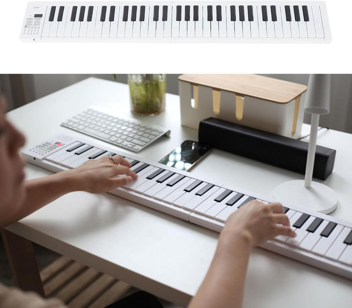 Travel-friendly Meliora 61-key digital piano in a carrying bag, perfect for on-the-go musicians.