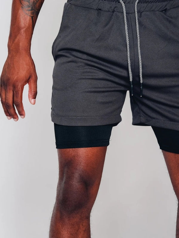 Felix men's 2-in-1 athletic shorts with phone pocket feature for convenience.