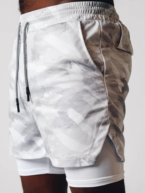 Summer essential: men's quick dry 2-in-1 running shorts, comfortable sportswear.