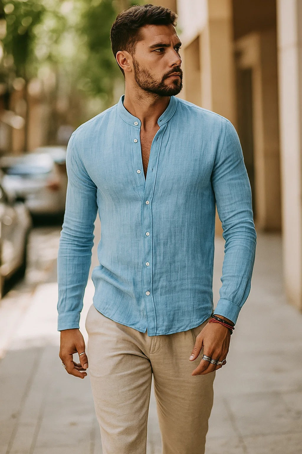 Men's 3/4 sleeve casual top for spring & summer. Relaxed fit, comfy & versatile for everyday casual fashion.