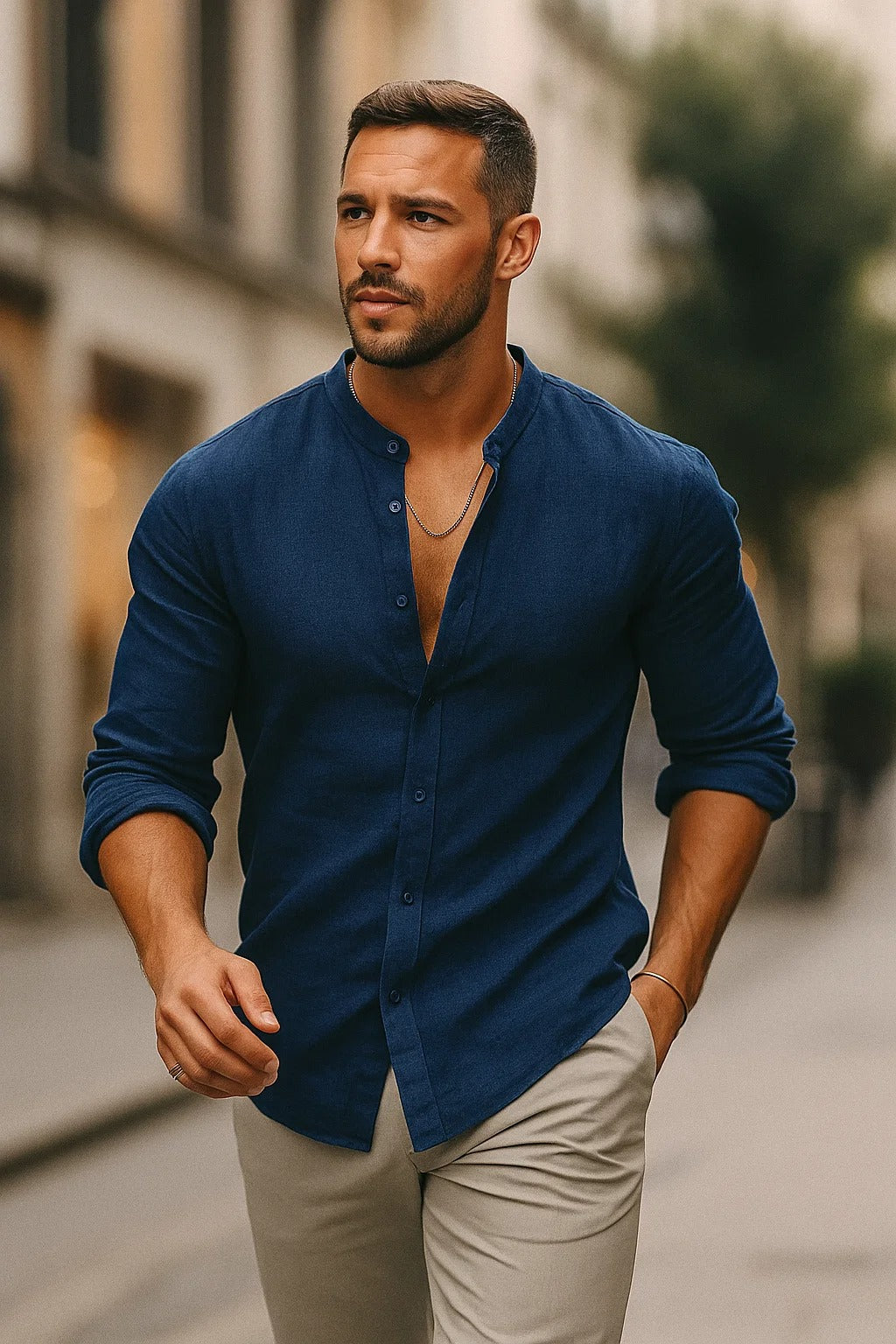 Comfy men's 3/4 sleeve casual shirt for relaxed everyday fashion. Perfect versatile top for spring/summer outfits.