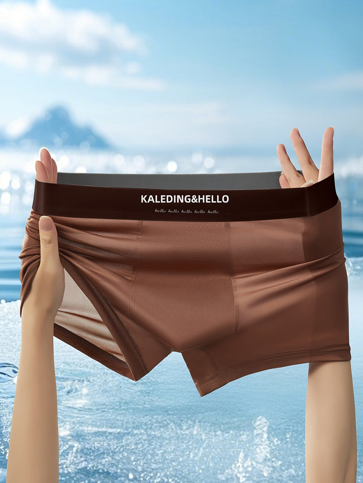 Men's fashion 3-pack ice silk boxer briefs. Soft, cooling, and comfortable underwear for daily wear.